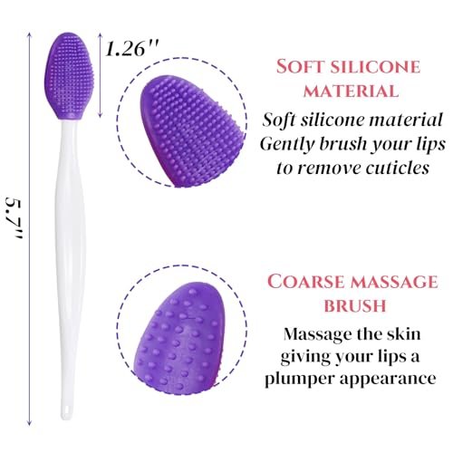 Acshio 100 Pieces Double Sided Silicone Lip Scrub Brushes – Exfoliating Lip Brush for Smoother, Fuller Lips - görsel 4