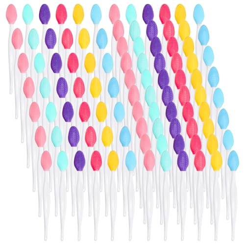 Acshio 100 Pieces Double Sided Silicone Lip Scrub Brushes – Exfoliating Lip Brush for Smoother, Fuller Lips - görsel 2