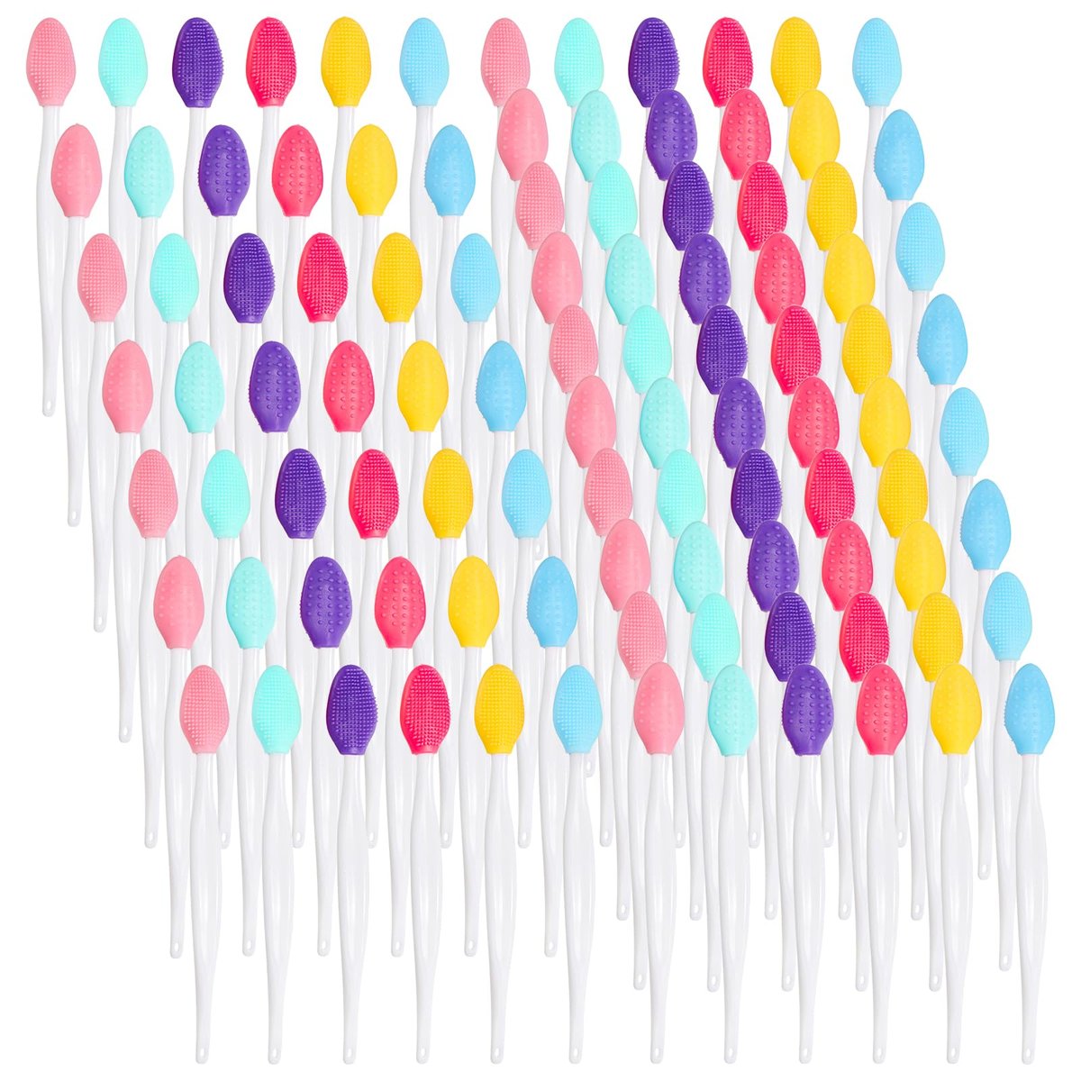 Acshio 100 Pieces Double Sided Silicone Lip Scrub Brushes – Exfoliating Lip Brush for Smoother, Fuller Lips - görsel 1