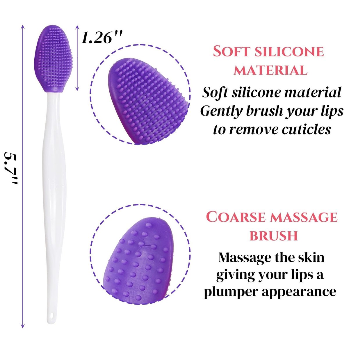 Acshio 100 Pieces Double Sided Silicone Lip Scrub Brushes – Exfoliating Lip Brush for Smoother, Fuller Lips - görsel 3