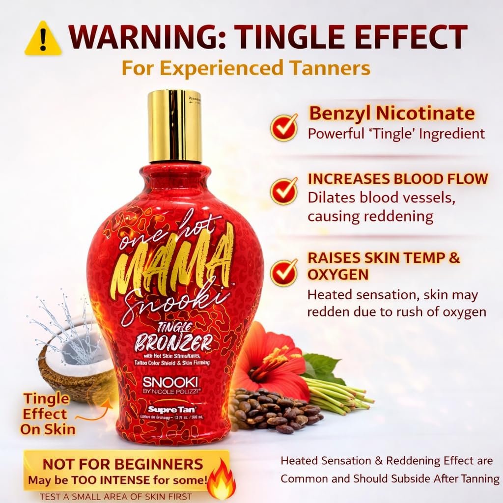 Snooki One Hot Mama Tingle Bronzer with Hot Skin Stimulators, Tattoo Color Shield & Skin Firming - 12 oz Avelisse