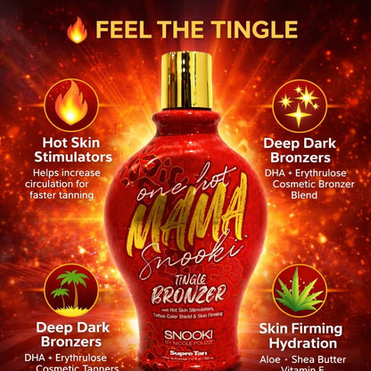 Snooki One Hot Mama Tingle Bronzer with Hot Skin Stimulators, Tattoo Color Shield & Skin Firming - 12 oz Avelisse