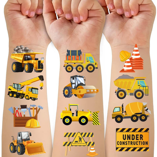 50-Piece Cars and Trucks Temporary Tattoos for Kids – Construction Vehicle Tattoo Set for Parties, Birthdays, and Party Bag Fillers