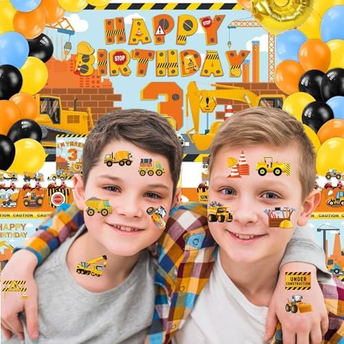 50-Piece Cars and Trucks Temporary Tattoos for Kids – Construction Vehicle Tattoo Set for Parties, Birthdays, and Party Bag Fillers - görsel 8