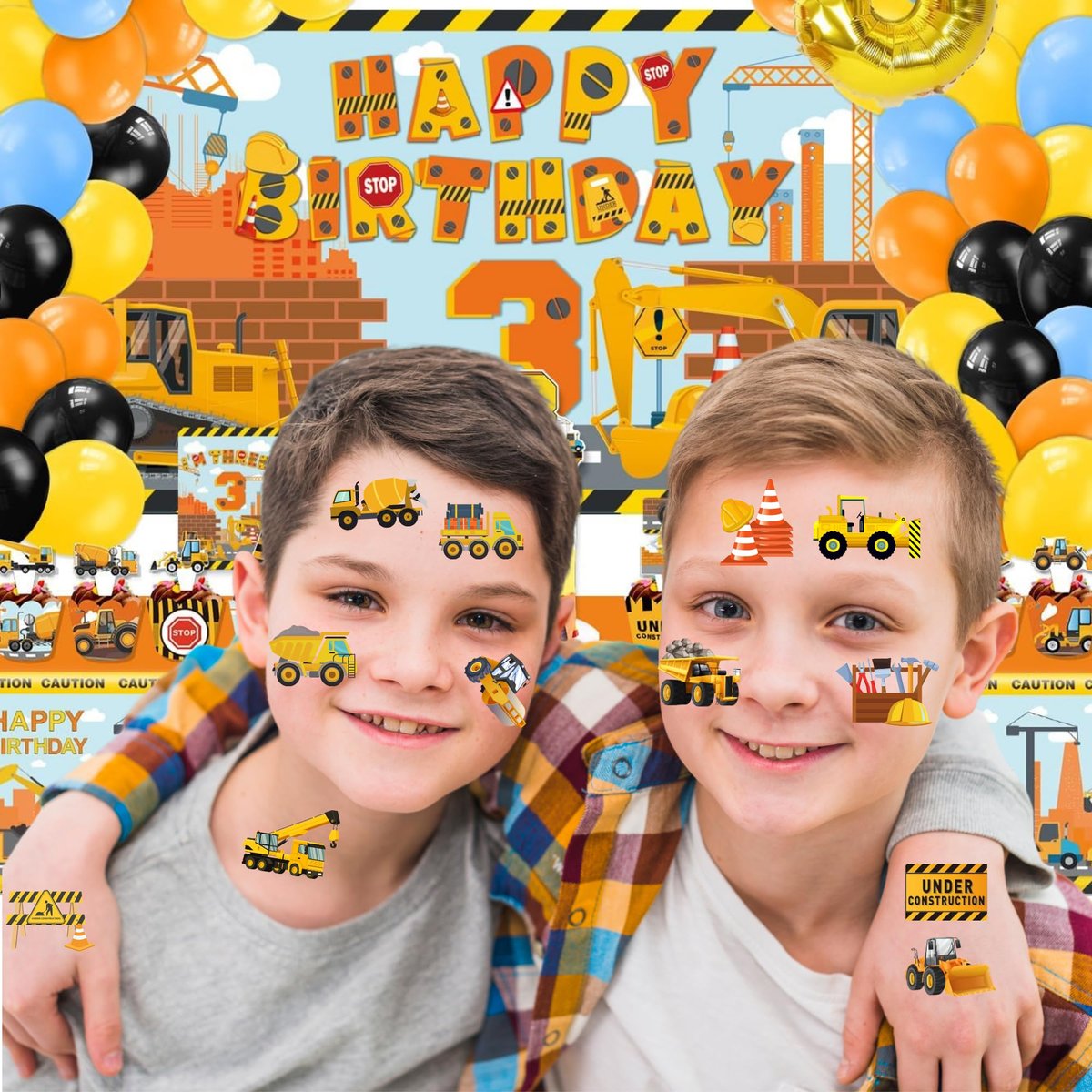50-Piece Cars and Trucks Temporary Tattoos for Kids – Construction Vehicle Tattoo Set for Parties, Birthdays, and Party Bag Fillers - görsel 7