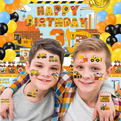 50-Piece Cars and Trucks Temporary Tattoos for Kids – Construction Vehicle Tattoo Set for Parties, Birthdays, and Party Bag Fillers
