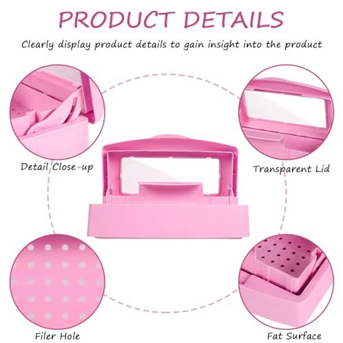 Gusnilo Sanitizing Tray - Disinfectant Container for Nail Tools, Hair Salon & Spa (Clear Lid, Pink) - görsel 6