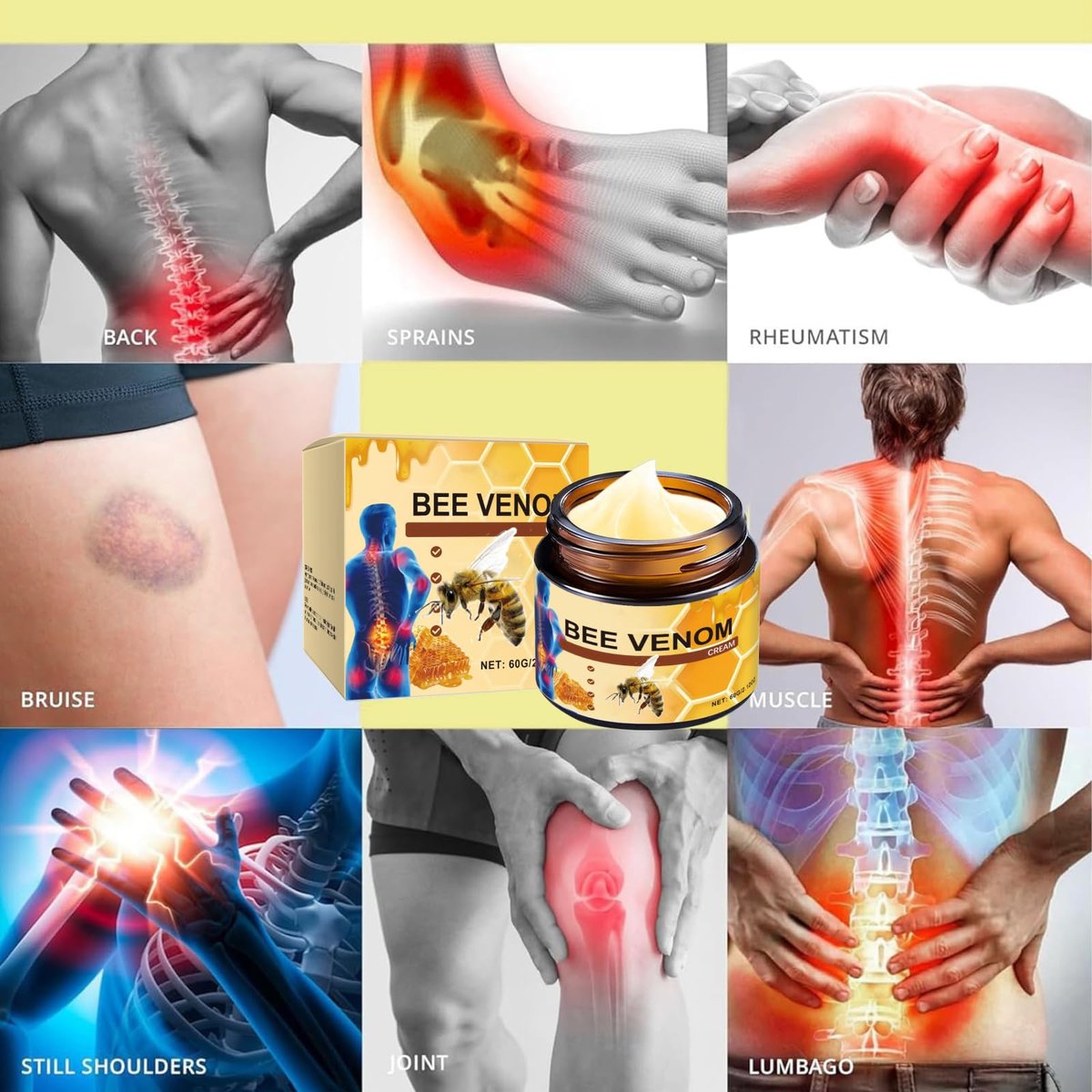 OSFRIAGE Bee Venom Joint Gel – Professional Strength Joint & Bone Cream for Back, Knee, Hands, Neck, Feet (2-Pack, 60g Each) Avelisse