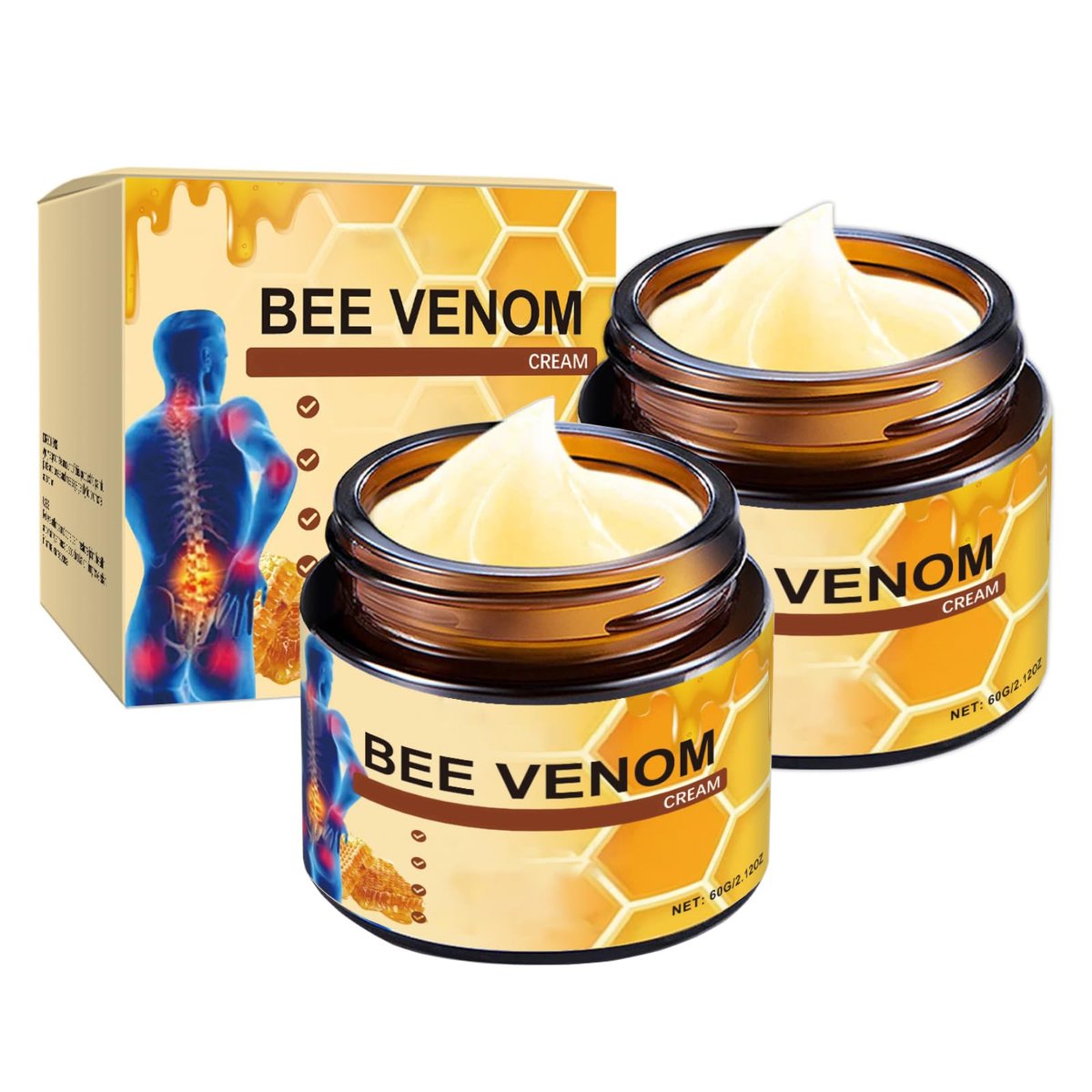 OSFRIAGE Bee Venom Joint Gel – Professional Strength Joint & Bone Cream for Back, Knee, Hands, Neck, Feet (2-Pack, 60g Each) Avelisse