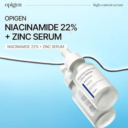 opigen Niacinamide 22% + Zinc Serum for Face – Pore Reducer, Acne Control, Skin Balancing, Korean Skincare, 1 oz
