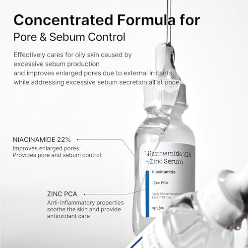opigen Niacinamide 22% + Zinc Serum for Face – Pore Reducer, Acne Control, Skin Balancing, Korean Skincare, 1 oz - görsel 11