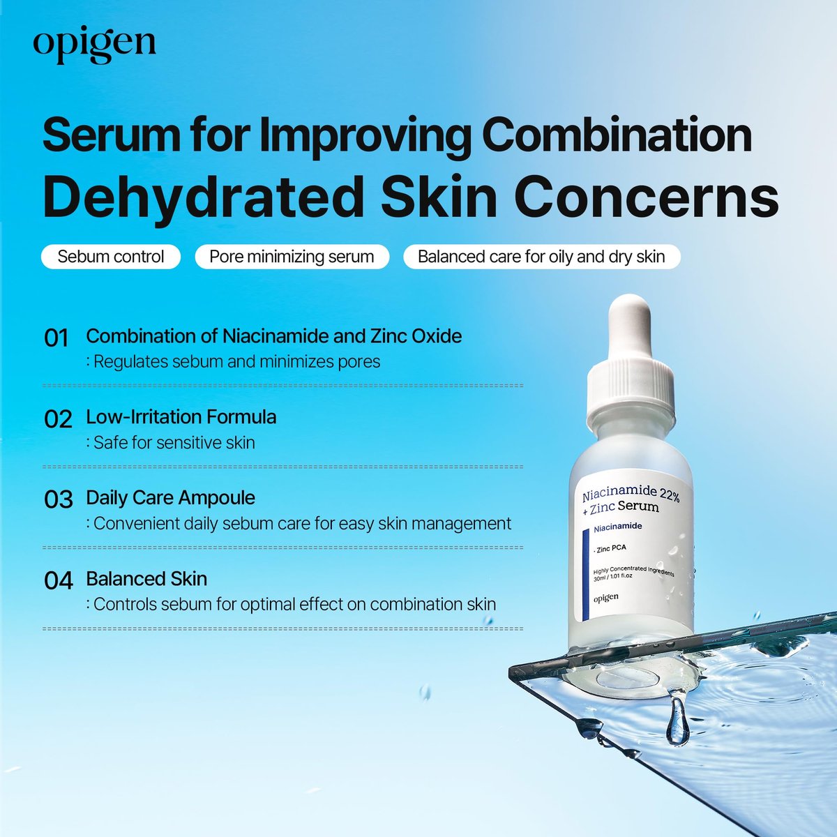 opigen Niacinamide 22% + Zinc Serum for Face – Pore Reducer, Acne Control, Skin Balancing, Korean Skincare, 1 oz - görsel 8