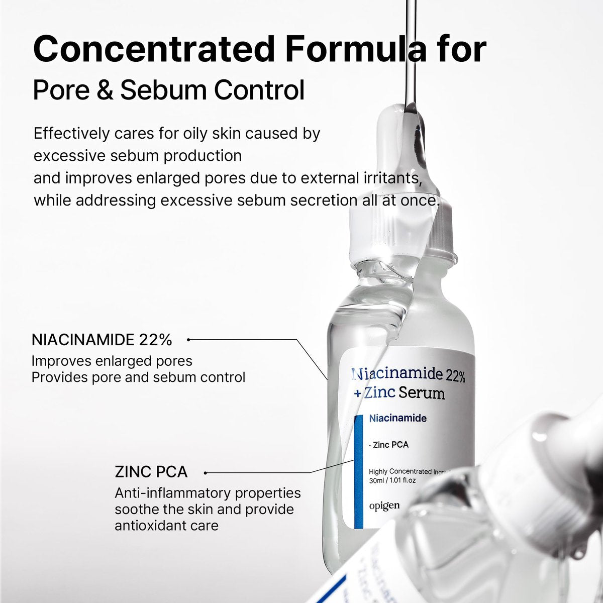 opigen Niacinamide 22% + Zinc Serum for Face – Pore Reducer, Acne Control, Skin Balancing, Korean Skincare, 1 oz - görsel 12