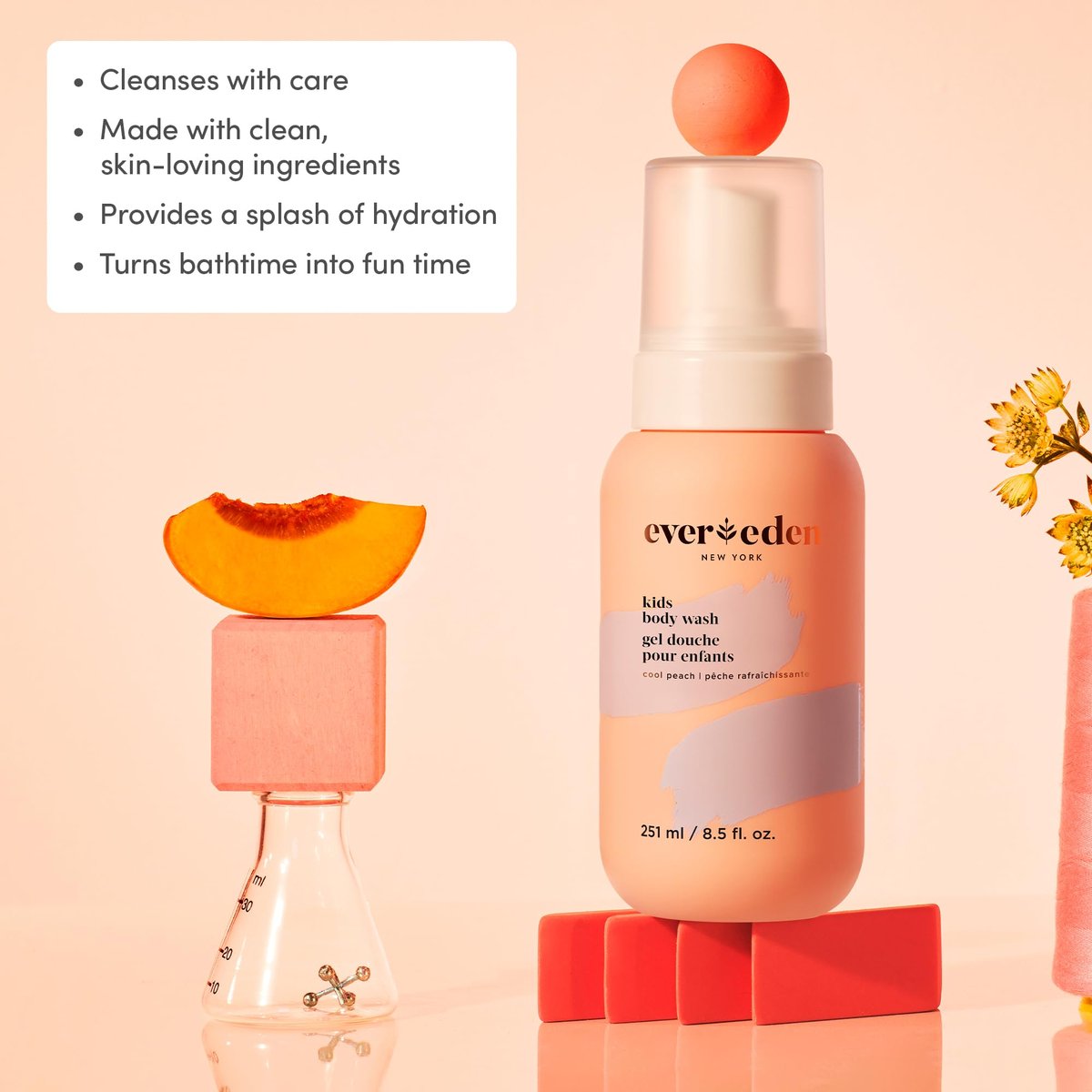 Evereden Multi-Vitamin Kids Body Wash Cool Peach | Gentle & Nourishing for Sensitive Skin | 8.5 fl oz - görsel 4
