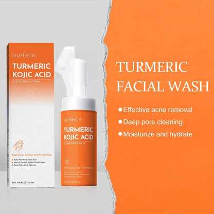 FluMisch Turmeric Kojic Acid Facial Cleanser - Brightening Foaming Face Wash with Soft Massage Heads, Exfoliating Kojic Acid Cleanser for Dark Spots, 4.23 oz Avelisse