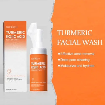 FluMisch Turmeric Kojic Acid Facial Cleanser - Brightening Foaming Face Wash with Soft Massage Heads, Exfoliating Kojic Acid Cleanser for Dark Spots, 4.23 oz Avelisse