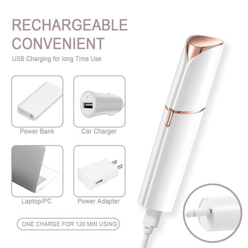 Tuokiy Facial Hair Removal for Women - Painless Face Shaver, USB Rechargeable, White - görsel 10