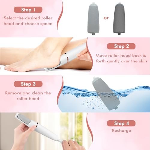 Professional Electric Foot File and Callus Remover - Smooth Cracked, Hard, Dead Skin with 2 Grinding Heads & Cleaning Brush - görsel 11