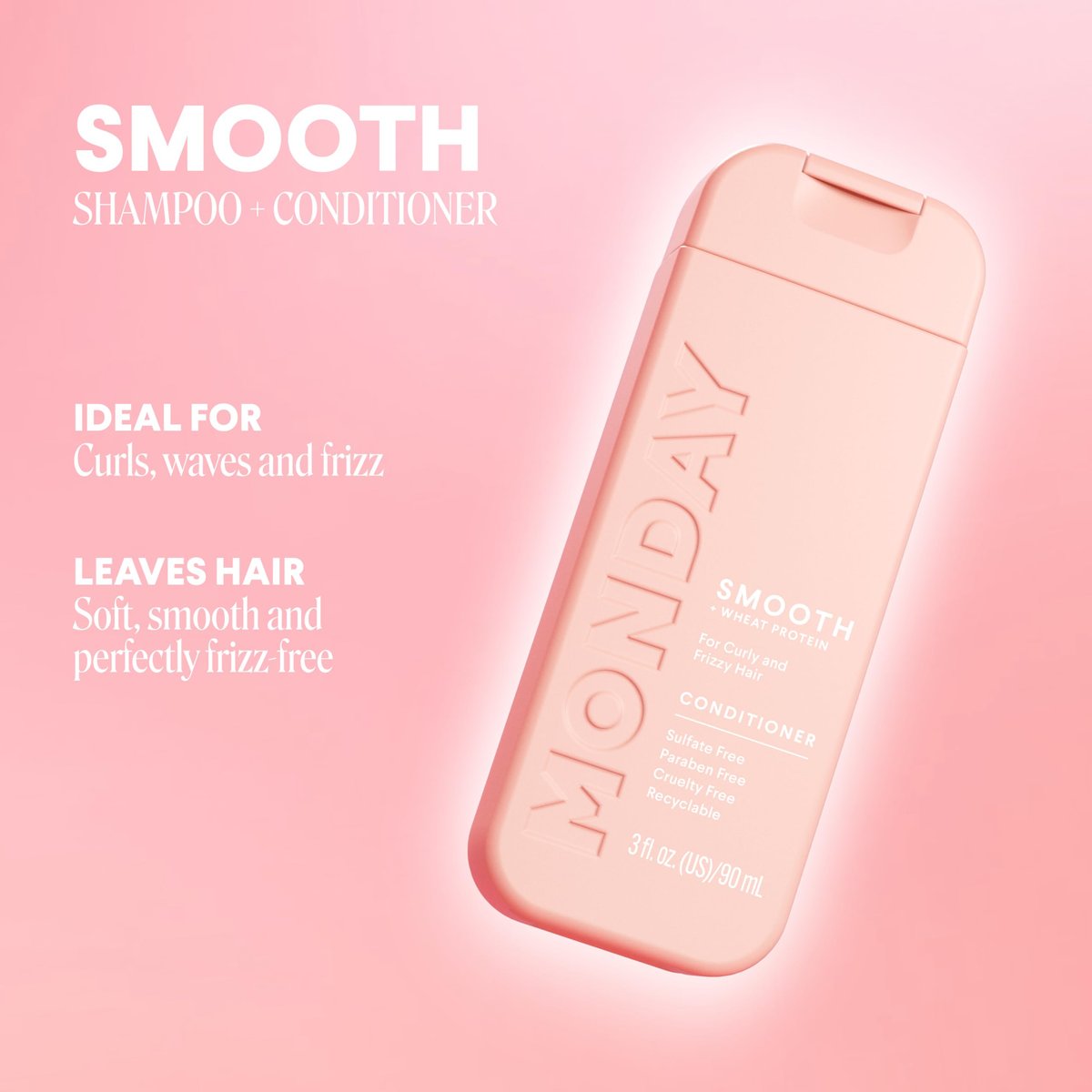 MONDAY Haircare SMOOTH Shampoo & Conditioner Set with Wheat Protein & Avocado Oil for Frizz-Prone Hair - 90 mL (Dual Set) - görsel 3