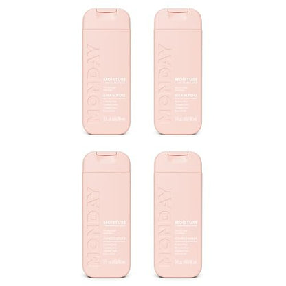 MONDAY Haircare MOISTURE Shampoo + Conditioner with Hyaluronic Acid & Shea Butter for Dry & Dull Hair - 2 Fl Oz Each (Dual Set)
