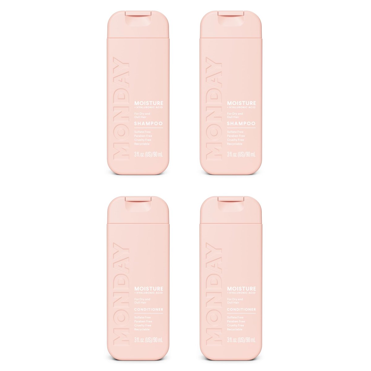 MONDAY Haircare MOISTURE Shampoo + Conditioner with Hyaluronic Acid & Shea Butter for Dry & Dull Hair - 2 Fl Oz Each (Dual Set) - görsel 1