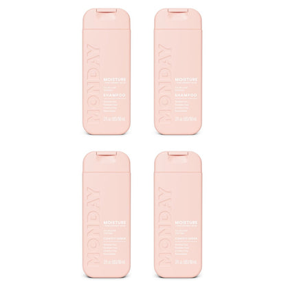 MONDAY Haircare MOISTURE Shampoo + Conditioner with Hyaluronic Acid & Shea Butter for Dry & Dull Hair - 2 Fl Oz Each (Dual Set)