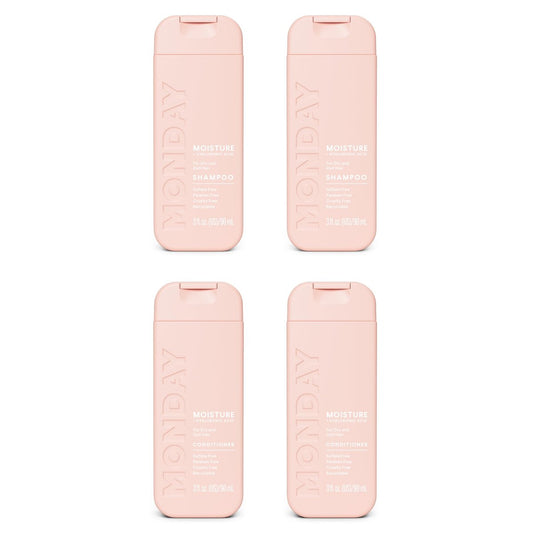 MONDAY Haircare MOISTURE Shampoo + Conditioner with Hyaluronic Acid & Shea Butter for Dry & Dull Hair - 2 Fl Oz Each (Dual Set)