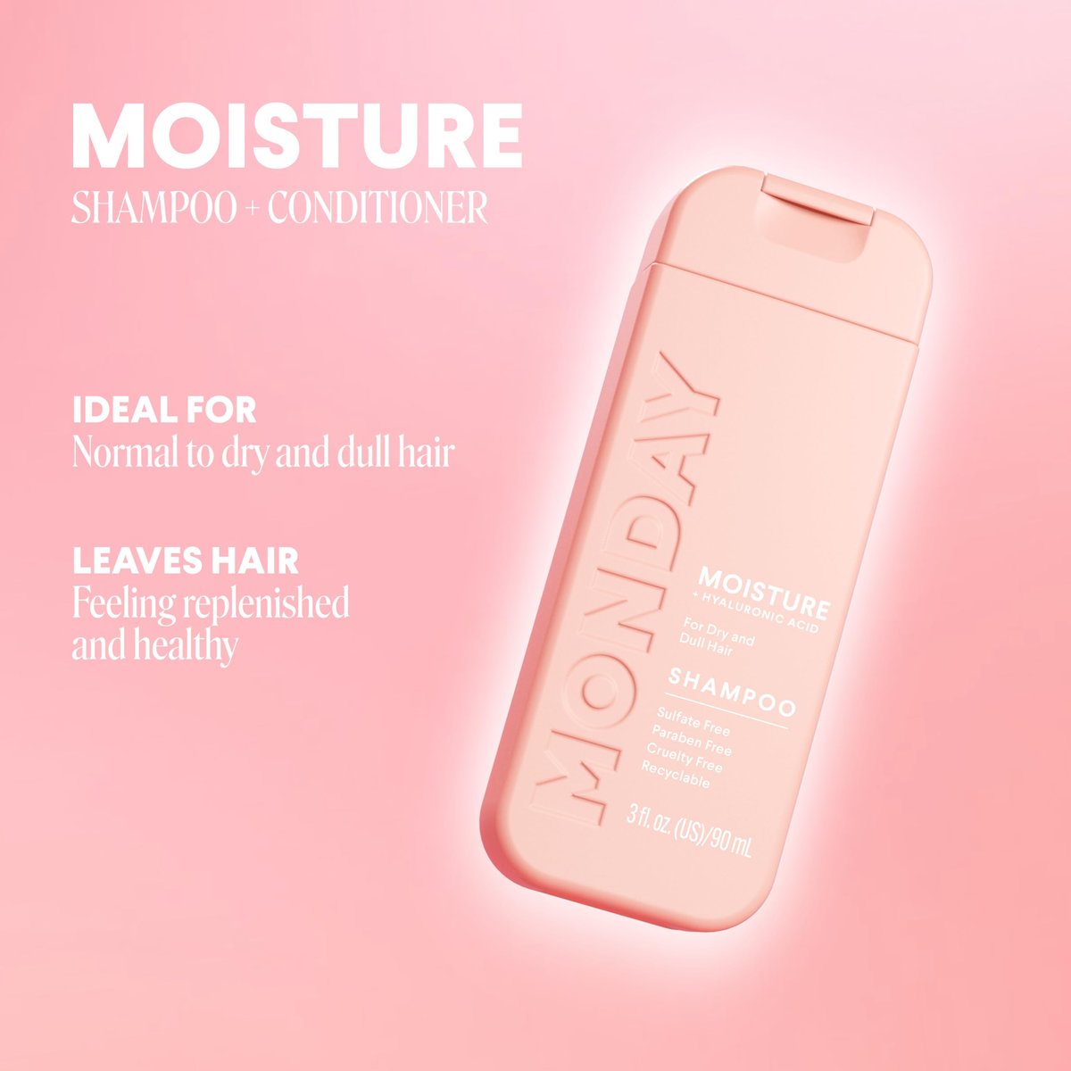 MONDAY Haircare MOISTURE Shampoo + Conditioner with Hyaluronic Acid & Shea Butter for Dry & Dull Hair - 2 Fl Oz Each (Dual Set) - görsel 3