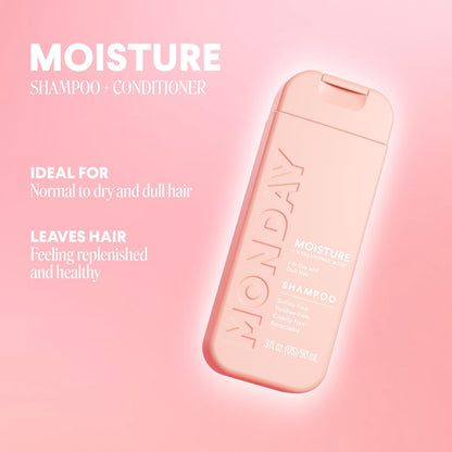 MONDAY Haircare MOISTURE Shampoo + Conditioner with Hyaluronic Acid & Shea Butter for Dry & Dull Hair - 2 Fl Oz Each (Dual Set)