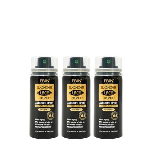 EBIN NEW YORK Wonder Lace Bond Adhesive Spray - Supreme Hold, 1.01 oz (30ml) 3-Pack | Fast Drying, No Residue, All-Day Hold for Daily Wig Application Avelisse