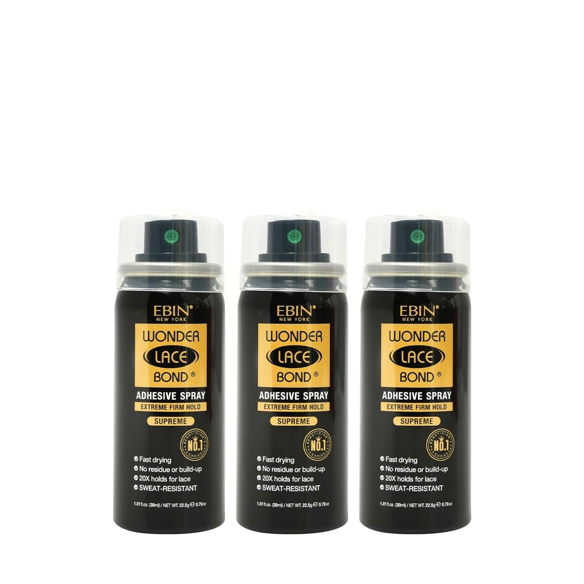EBIN NEW YORK Wonder Lace Bond Adhesive Spray - Supreme Hold, 1.01 oz (30ml) 3-Pack | Fast Drying, No Residue, All-Day Hold for Daily Wig Application Avelisse