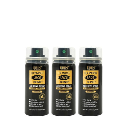 EBIN NEW YORK Wonder Lace Bond Adhesive Spray - Supreme Hold, 1.01 oz (30ml) 3-Pack | Fast Drying, No Residue, All-Day Hold for Daily Wig Application Avelisse