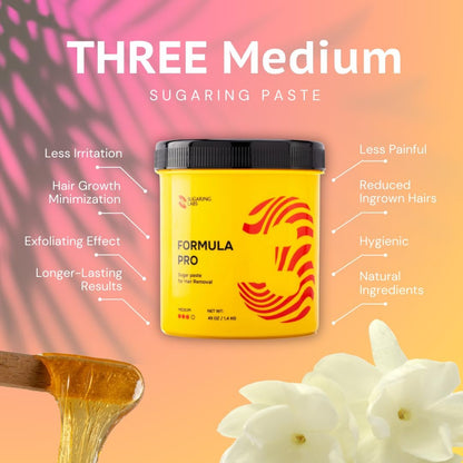 Sugaring Paste FORMULA PRO MEDIUM for Hair Removal – 49 oz/3 lb Sugar Wax Kit for All Hair Types, Brazilian, Legs, Arms Avelisse