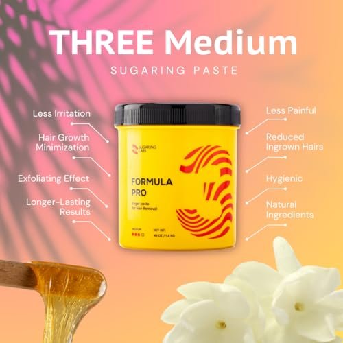 Sugaring Paste FORMULA PRO MEDIUM for Hair Removal – 49 oz/3 lb Sugar Wax Kit for All Hair Types, Brazilian, Legs, Arms Avelisse