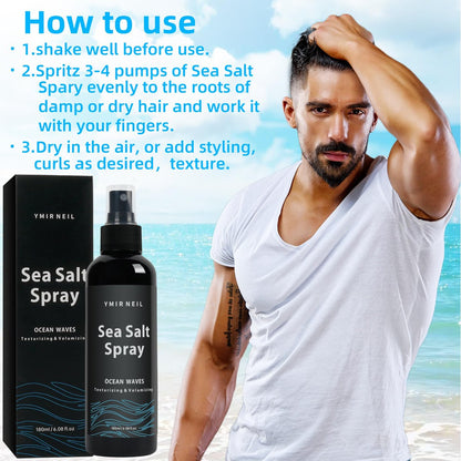 YMIR NEIL Natural Sea Salt Spray for Men – Texturizing, Volumizing Beach Waves, Fresh Scent, 6.08 fl oz Avelisse