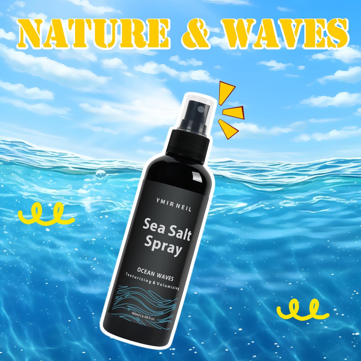 YMIR NEIL Natural Sea Salt Spray for Men – Texturizing, Volumizing Beach Waves, Fresh Scent, 6.08 fl oz Avelisse