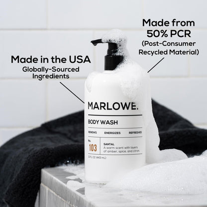 MARLOWE. Men's Body Wash - Energizing & Refreshing Shower Gel with Willow Bark & Green Tea, 15oz Pump Avelisse
