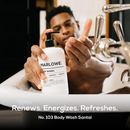 MARLOWE. Men's Body Wash - Energizing & Refreshing Shower Gel with Willow Bark & Green Tea, 15oz Pump Avelisse