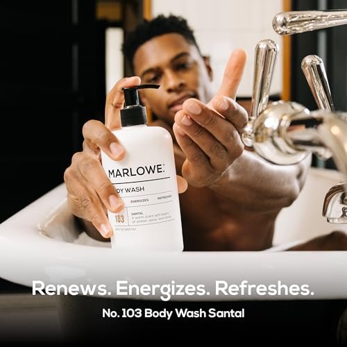 MARLOWE. Men's Body Wash - Energizing & Refreshing Shower Gel with Willow Bark & Green Tea, 15oz Pump Avelisse