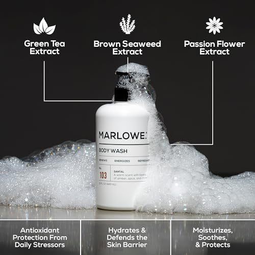 MARLOWE. Men's Body Wash - Energizing & Refreshing Shower Gel with Willow Bark & Green Tea, 15oz Pump Avelisse