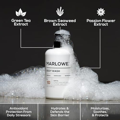 MARLOWE. Men's Body Wash - Energizing & Refreshing Shower Gel with Willow Bark & Green Tea, 15oz Pump Avelisse