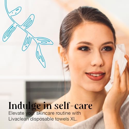 LivaClean Biodegradable Viscose Face Cloths – 50 Count Disposable Facial Towels for Sensitive Skin, Ultra Absorbent Lint-Free Towelettes for Skincare & Makeup Removal - görsel 16