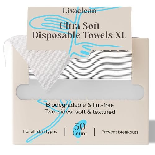 LivaClean Biodegradable Viscose Face Cloths – 50 Count Disposable Facial Towels for Sensitive Skin, Ultra Absorbent Lint-Free Towelettes for Skincare & Makeup Removal - görsel 2