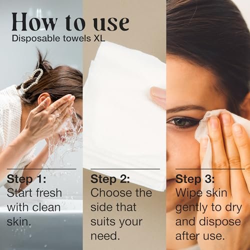 LivaClean Biodegradable Viscose Face Cloths – 50 Count Disposable Facial Towels for Sensitive Skin, Ultra Absorbent Lint-Free Towelettes for Skincare & Makeup Removal - görsel 6