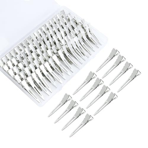 100pcs 1.77-Inch Rust-Proof Metal Alligator Clips with Clear Plastic Box – Silver, for Hair Styling, Curling, Coloring, DIY & More - görsel 2