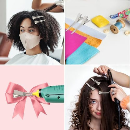 100pcs 1.77-Inch Rust-Proof Metal Alligator Clips with Clear Plastic Box – Silver, for Hair Styling, Curling, Coloring, DIY & More