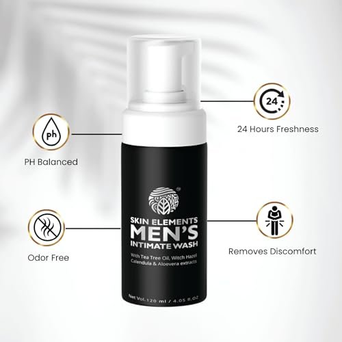 Skin Elements Men's Intimate Wash JUMBO Pack | with Refill | 180-Day Supply | pH Balanced Foaming Wash | Tea Tree Oil | 14.2 fl oz Avelisse