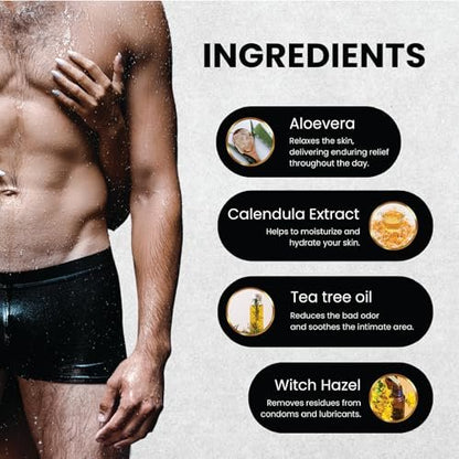 Skin Elements Men's Intimate Wash JUMBO Pack | with Refill | 180-Day Supply | pH Balanced Foaming Wash | Tea Tree Oil | 14.2 fl oz Avelisse