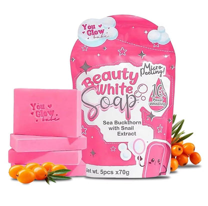 You Glow Babe Beauty White Soap with Sea Buckthorn & Snail Extract – 5 Bars x 70g (Pink) Avelisse