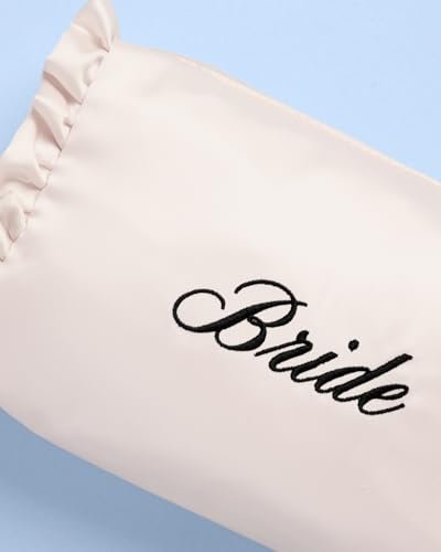 xo, Fetti Satin Bride Cosmetic Bag | White Bridal Makeup Purse for Bachelorette Party & Bridal Shower Avelisse
